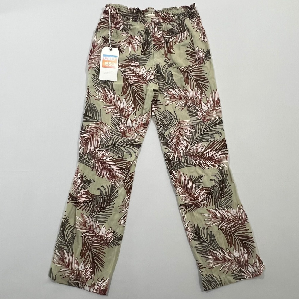 Cali 1850 Linen Blend Tropical Palm Print Beach Pants Sage Women's Size S NWT - Picture 2 of 14